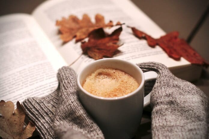 autumn tea coffee hot drink leaves