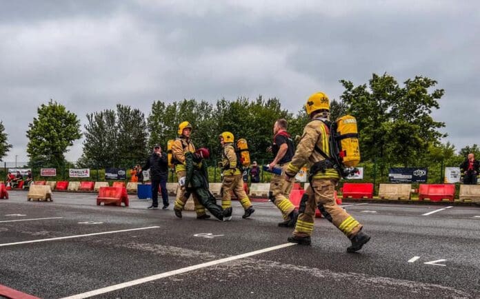 firefighters test their strength