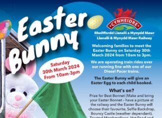 Ride the train with the Easter Bunny at Cynheidre