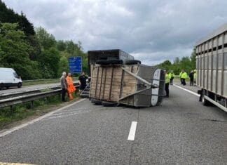 Overturned Livestock Box near Pont Abraham Roundabout – 12-05-25