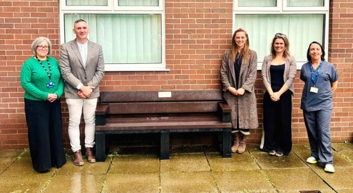 Dr Harrison bench at Glangwili Hospital