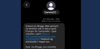 Council tax payment reminder issued on behalf of Carmarthenshire County Council